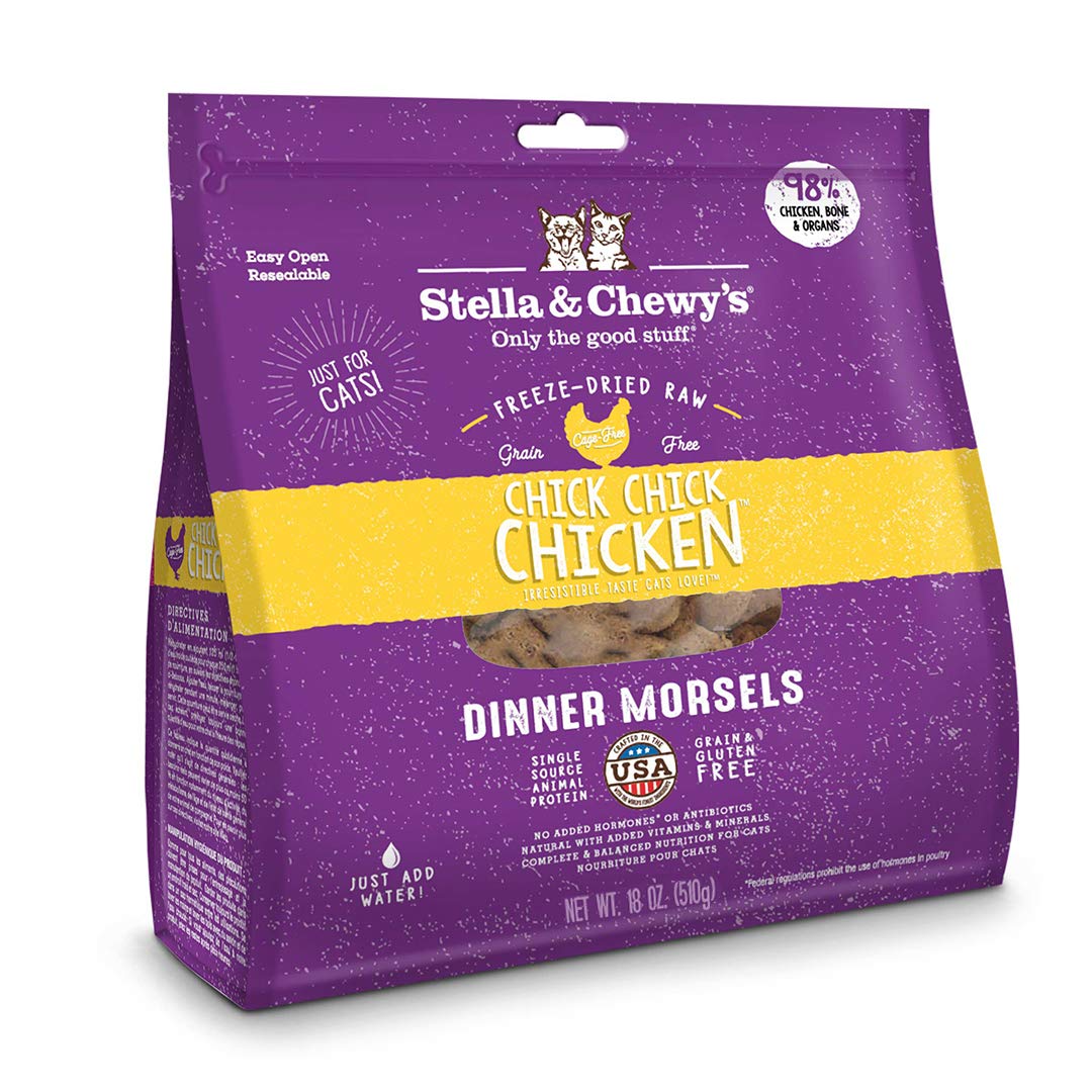Stella & Chewy's Freeze-Dried Raw Chick, Chick, Chicken Dinner Morsels Cat Food, 18 oz. Bag, Freeze-Dried Raw Cat Dinner Morsels