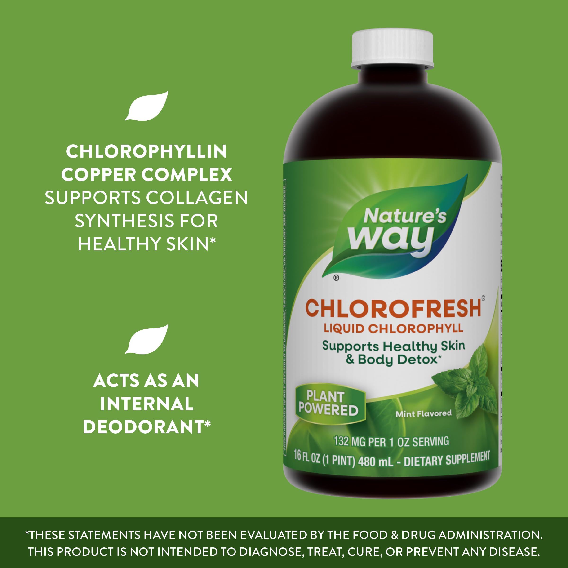 Nature's Way Chlorofresh, Liquid Chlorophyll, Supports Healthy Skin & Body Detox*, Internal Deodorant*, Mint Flavored, 16 Fl. Oz (Packaging May Vary) - Image 4