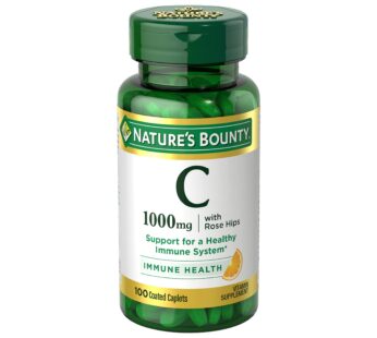 Nature’s Bounty Vitamin C + Rose Hips, Immune Support, 1000mg, Coated Caplets, 100 Ct