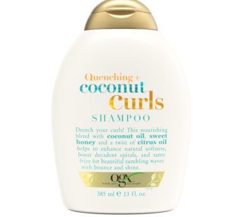 OGX Quenching + Coconut, Curl-Defining Shampoo, Hydrating & Nourishing Curly Hair Shampoo with Coconut Oil, Citrus Oil & Honey, Paraben, Sulfate-Free Surfactants, 13 floz