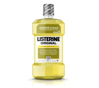 Listerine Original Oral Care Antiseptic Mouthwash with Germ-Killing Formula to Fight Bad Breath, Plaque and Gingivitis, 500 mL (Pack of 2)
