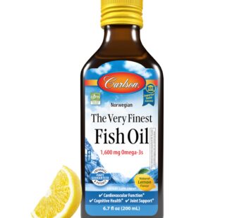 Carlson – The Very Finest Fish Oil, 1600 mg Omega-3s, Liquid Fish Oil Supplement, Norwegian Fish Oil, Wild-Caught, Sustainably Sourced Fish Oil Liquid, Lemon, 200ml, 6.7 Fl Oz
