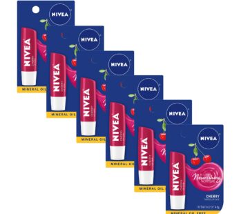 NIVEA Cherry Lip Care – Tinted Red for Beautiful, Moisturized Lips – .17 oz. Stick (Pack of 6)