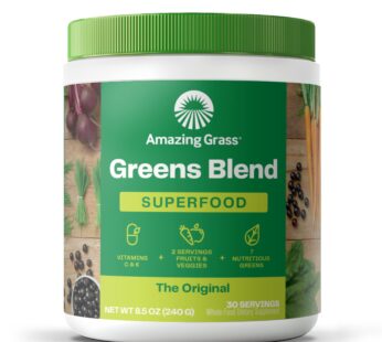 Amazing Grass Greens Superfood Powder: Greens Powder with Digestive Enzymes & Probiotics, Organic Spirulina, Chlorella, and Beet Root Powder, Original, 30 Servings