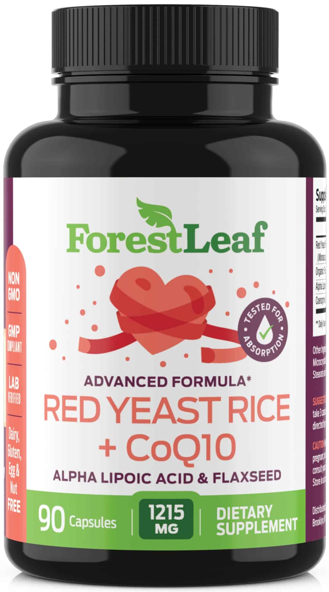 Red Yeast Rice 1200 mg. Capsules - Extra Strength Red Rice Yeast with CoQ10 Supplement, Plus Alpha Lipoic Acid & Organic Flaxseed, Citrinin Free, Supports Cardiovascular Health, Non-GMO 90 Veggie Caps - Image 8