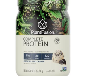PlantFusion Complete Vegan Protein Powder – Plant Based Protein Powder With BCAAs, Digestive Enzymes and Pea Protein – Keto, Gluten Free, Soy Free, Non-Dairy, No Sugar, Non-GMO – Cookies & Cream 1 lb
