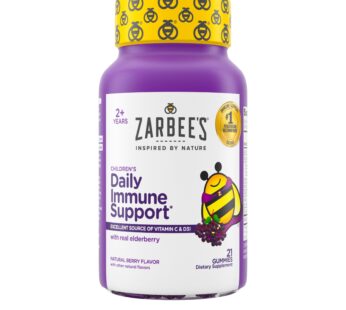 Zarbee’s Elderberry Gummies for Kids with Vitamin C; Zinc & Elderberry; Daily Childrens Immune Support Vitamins Gummy for Children Ages 2 and Up; Natural Berry Flavor; 21 Count