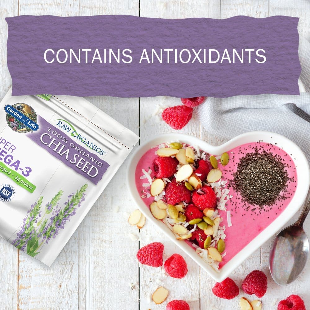 Chia Seeds 100% Organic for Smoothies, Pudding - Raw Organics Whole Seed Foods with Omega 3 Superfood, Fiber, Keto Friendly, Non-GMO, Gluten Free - Garden of Life - Vegan Egg Substitute, 28 Servings - Image 4