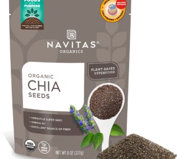 Navitas Organics Chia Seeds, 8 oz. Bag, 19 Servings – Organic, Non-GMO, Gluten-Free