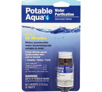 Potable Aqua Water Purification, Water Treatment Tablets – 50 count Bottle