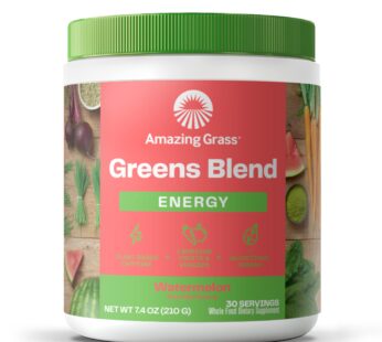 Amazing Grass Greens Superfood Energy: Greens Powder with Plant Based Caffeine, Matcha Green Tea & Beet Root Powder, Watermelon, 30 Servings (Packaging May Vary)