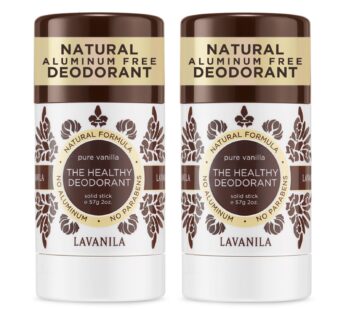 Lavanila Natural Aluminum Free Deodorant 2-Pack, Pure Vanilla – The Healthy Deodorant for Men and Women, Solid Stick (2 Ounce Each), Vegan