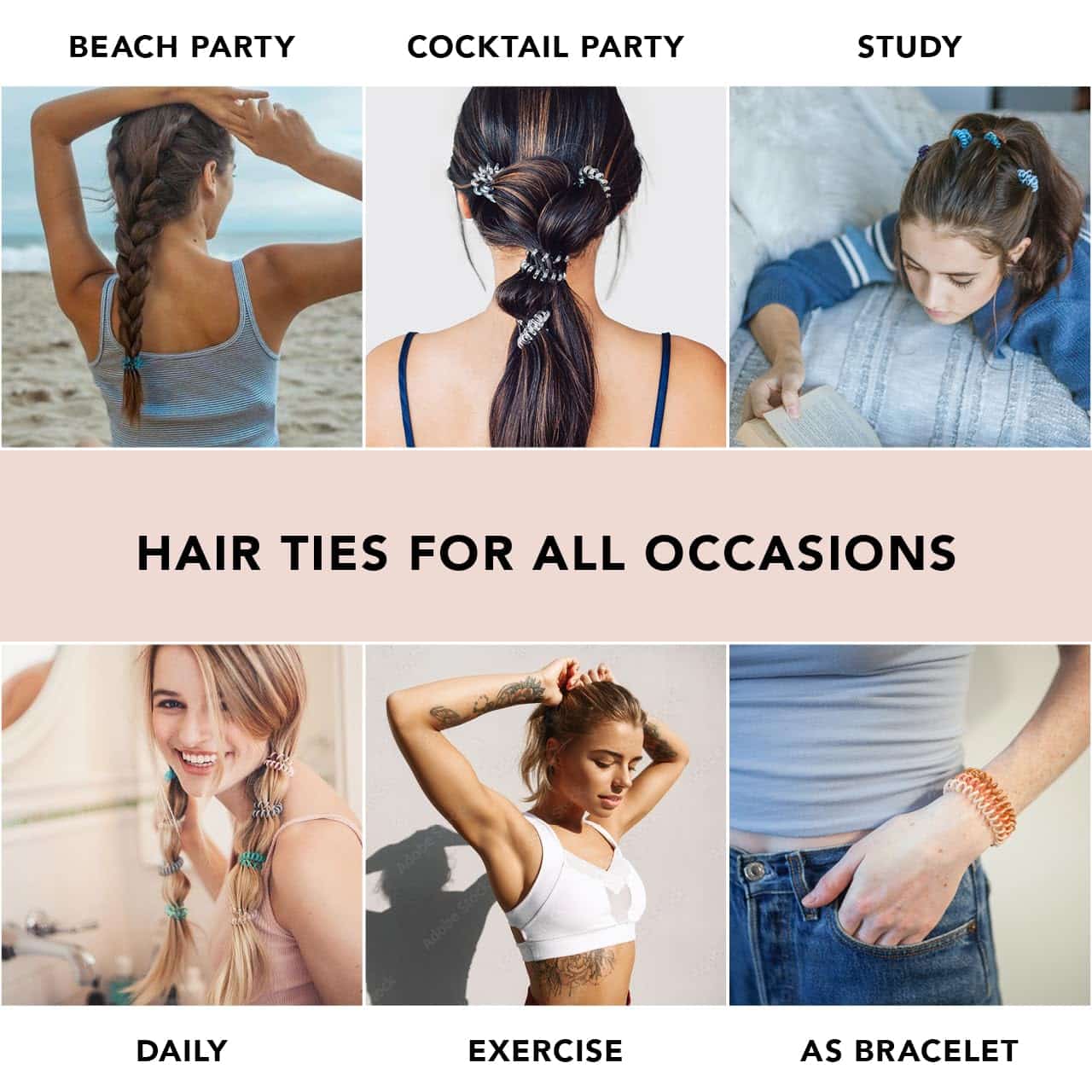 Kitsch Spiral Hair Ties for Women - Coil Hair Ties for Thick Hair, No Crease Hair Tie, Spiral Hair Ties No Damage, Hair Coils & Phone Cord Hair Ties for Thin Hair, Hair Ties Spiral, 8pcs (Transparent) - Image 6