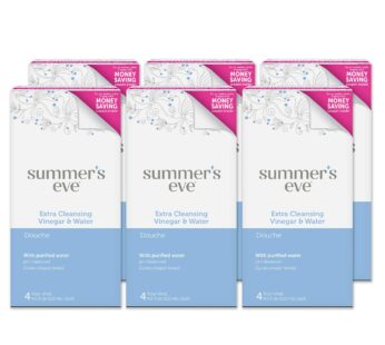 Summer’s Eve Douche, Extra Cleansing Vinegar & Water, Vaginal Douche for Women, 4 Units, 4.5 Oz Each, 6 Pack