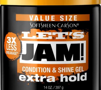 SoftSheen-Carson Let’s Jam! Shining and Conditioning Hair Gel by Dark and Lovely, Extra Hold, All Hair Types, Styling Gel Great for Braiding, Twisting & Smooth Edges, Extra Hold, 14 oz