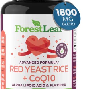 Red Yeast Rice 1200 mg. Capsules – Extra Strength Red Rice Yeast with CoQ10 Supplement, Plus Alpha Lipoic Acid & Organic Flaxseed, Citrinin Free, Supports Cardiovascular Health, Non-GMO 90 Veggie Caps