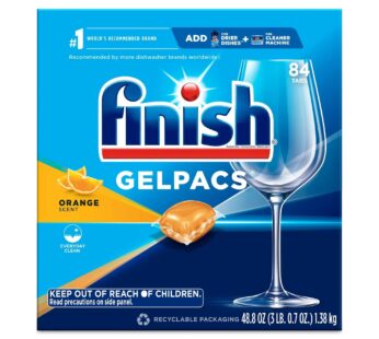 Finish All in 1 Gelpacs Orange, Dishwasher Detergent Tablets 84 count (packaging may vary )