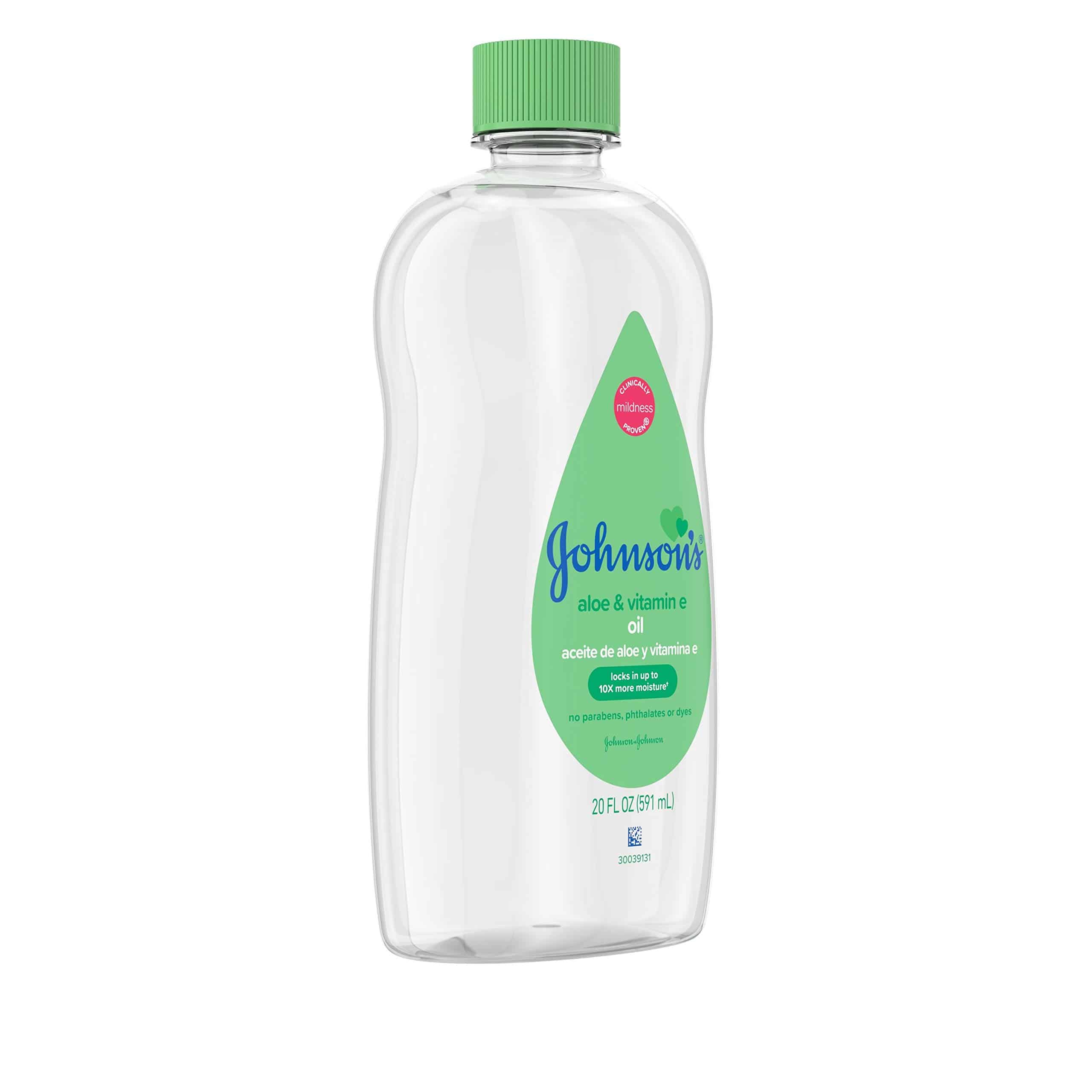 Johnson's Baby Oil, Mineral Oil Enriched with Aloe Vera and Vitamin E, 20 fl. oz - Image 3