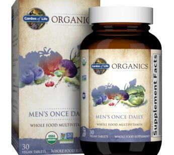 Garden of Life Organics Multivitamin for Men – Men’s Once Daily Whole Food Vitamin Supplement Tablets, Vegan, 30 Count