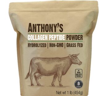 Anthony’s Collagen Peptide Powder, 1 lb, Pure Hydrolyzed, Gluten Free, Keto and Paleo Friendly, Grass Fed, Unflavored, Non GMO