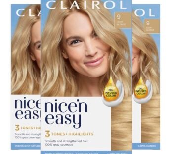 Clairol Nice’n Easy Permanent Hair Dye, 9 Light Blonde Hair Color, Pack of 3