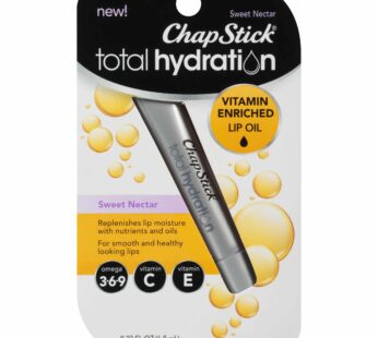 ChapStick Total Hydration Sweet Nectar Flavor Vitamin Enriched Lip Oil, Non Tinted Lip Care – 0.23 Oz