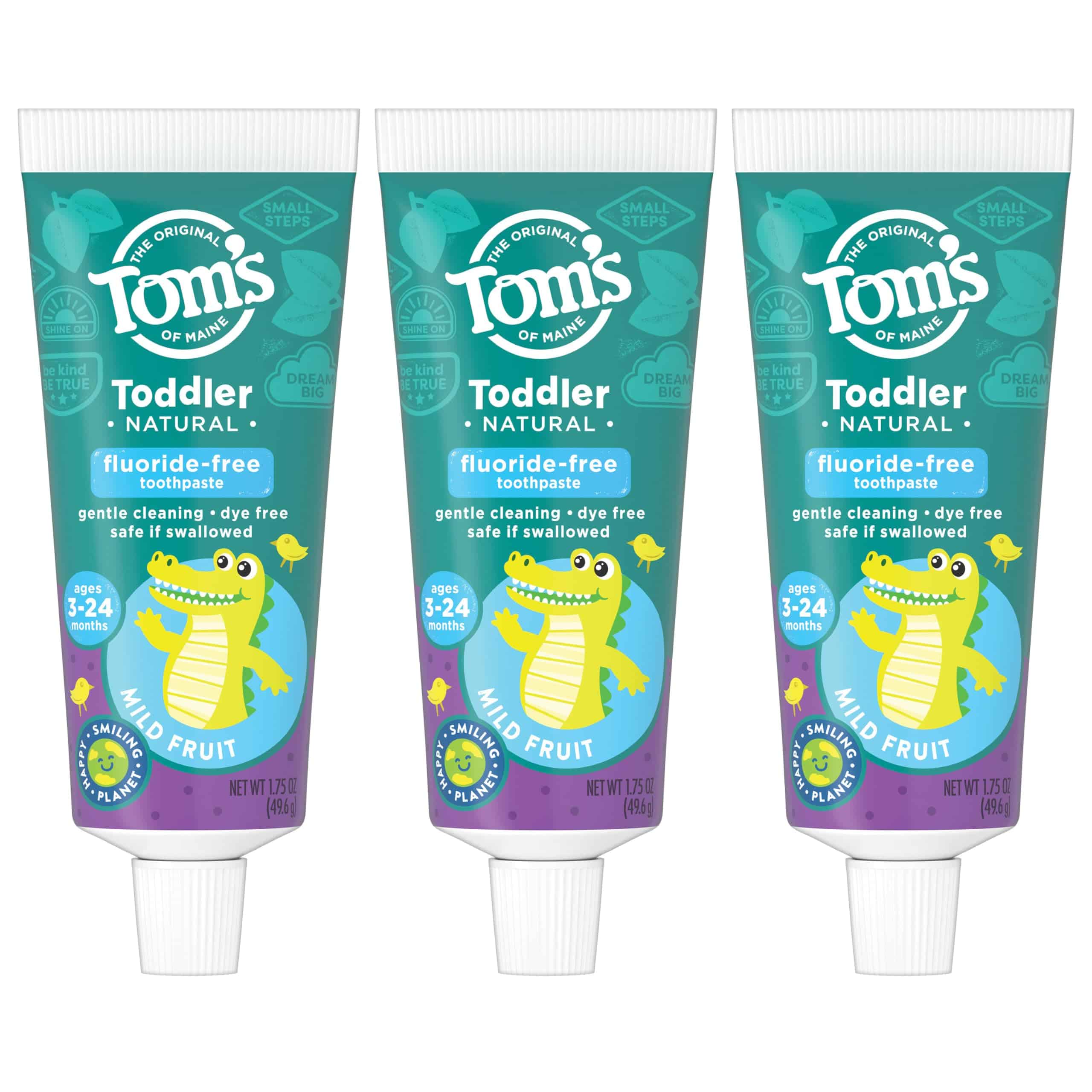 Tom's of Maine Fluoride-Free Toddler Training Toothpaste, Mild Fruit, 1.75 oz. 3-Pack (Packaging May Vary) - Image 5