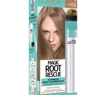 L’Oreal Paris Magic Root Rescue 10 Minute Root Hair Coloring Kit, Permanent Hair Color with Quick Precision Applicator, 100 percent Gray Coverage, 7 Dark Blonde, 1 kit (Packaging May Vary)