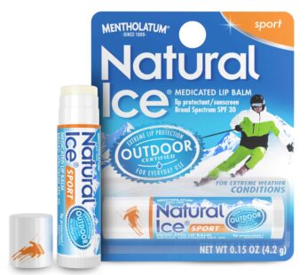 Mentholatum (R) Natural Ice (R) Sport Broad Spectrum SPF 30 Medicated Lip Balm – 12 Pack of 4.5 g Tubes
