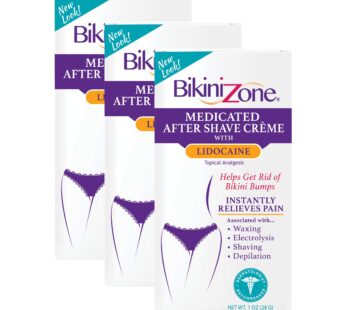 Bikini Zone Medicated After Shave Cr?me – Instantly Stop Shaving Bumps, Irritation & Itchiness – Gentle Formula Cream for Sensitive Areas – Dermatologist Approved & Stain-Free (1 oz, Pack of 3)