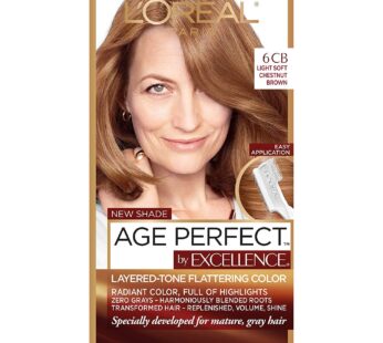 L’Oreal Paris ExcellenceAge Perfect Layered Tone Flattering Color, 6CB Light Soft Reddish Brown