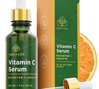 Tree of Life Vitamin C Skin Care Set, Skin Brightening Face Oil for Dark and Age Spots, Facial Serums for Dry and Sensitive Skin with Hyaluronic Acid and Vitamin E for Soft Smooth Skin, 1 Fl Oz