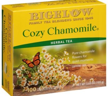 Bigelow Cozy Chamomile Herbal Tea,Caffeine Free Tea with Chamomile Flowers, 100 Count Box (Pack of 1)