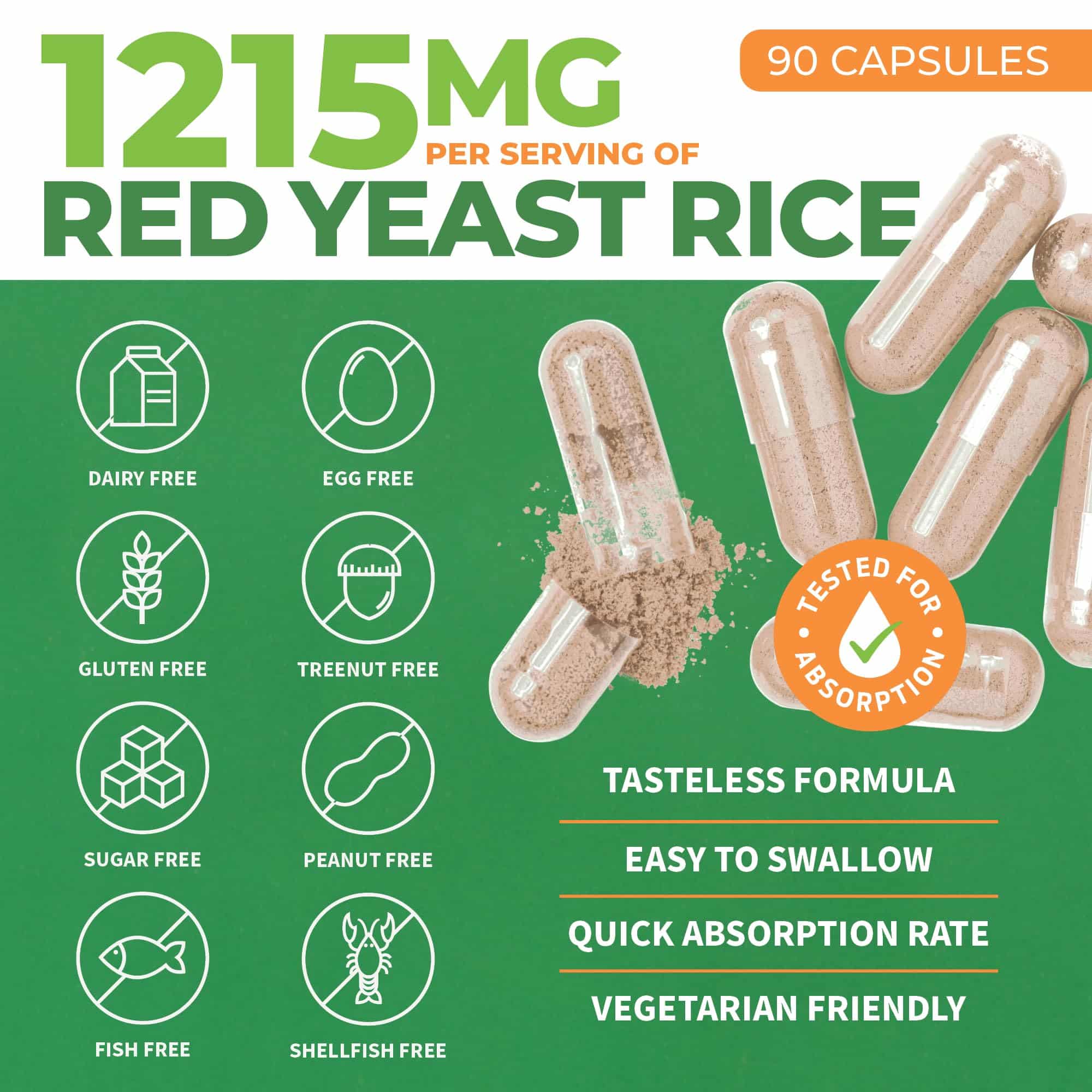 Red Yeast Rice 1200 mg. Capsules - Extra Strength Red Rice Yeast with CoQ10 Supplement, Plus Alpha Lipoic Acid & Organic Flaxseed, Citrinin Free, Supports Cardiovascular Health, Non-GMO 90 Veggie Caps - Image 3