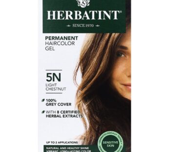 Herbatint Permanent Haircolor Gel, 5N Light Chestnut, Alcohol Free, Vegan, 100% Grey Coverage – 4.56 oz