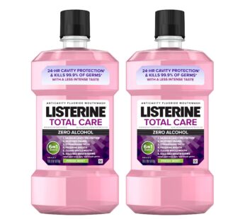 Listerine Total Care Zero Alcohol Anticavity Mouthwash, Bad Breath Treatment, Alcohol Free Mouthwash for Adults; Fresh Mint Flavor, 1 L (Pack of 2)