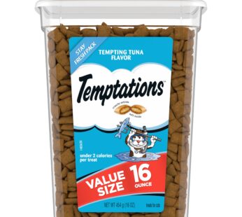 TEMPTATIONS Classic Crunchy and Soft Cat Treats Tempting Tuna Flavor, 16 oz. Tub