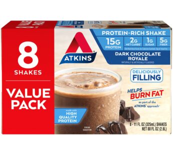 Atkins Gluten Free Protein-Rich Shake, Dark Chocolate Royale, Keto-Friendly, 8 Count (Pack of 1)