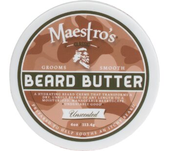 Maestro?s Classic BEARD BUTTER | Anti-Itch, Extra Soothing, Hydrating Beard Creme For All Beard Types & Lengths- Unscented, 4 Ounce