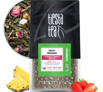 Tiesta Tea – Fruity Paradise | Strawberry Pineapple Green Tea | Premium Loose Leaf Tea Blend | Medium Caffeinated Green Tea | Make Hot or Iced Tea & Brews Up to 200 Cups – 16oz Resealable Bulk Pouch