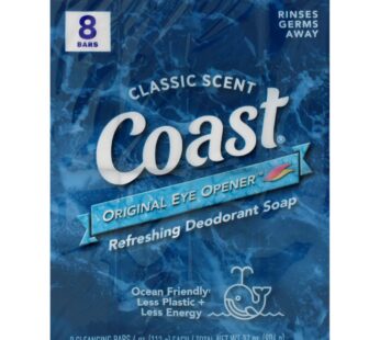 Coast Refreshing Deodorant Soap – Bar Soap with Thick Rich Lather – Clean Rinsing Formula for Fresh, Non-Dry Skin – Classic Scent – 8 x 4 oz