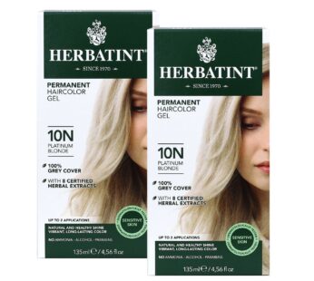 Herbatint Permanent Haircolor Gel, 10N Platinum Blonde, Alcohol Free, Vegan, 100% Grey Coverage – 4.56 oz