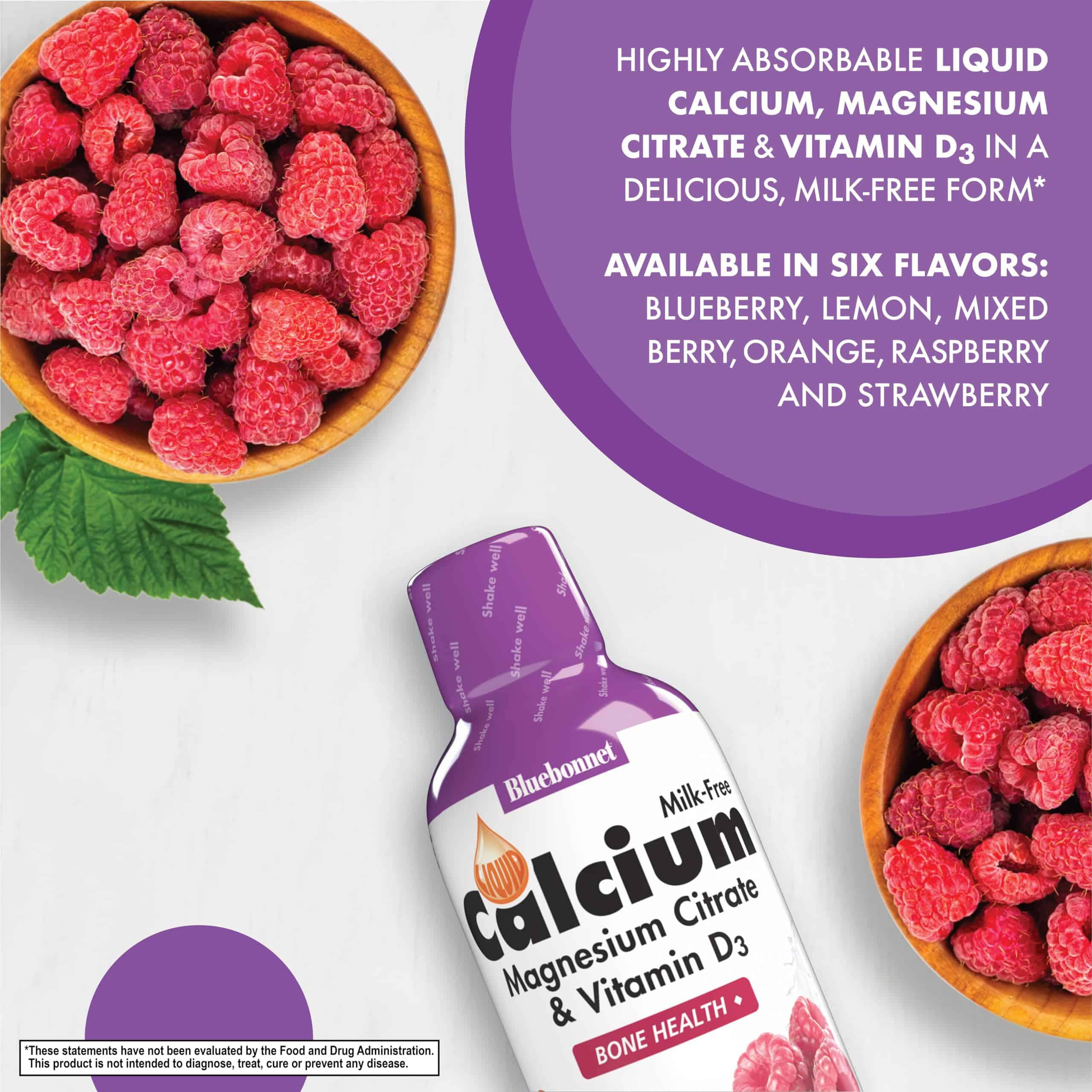 Bluebonnet Bluebonnet Nutrition Liquid Calcium Citrate Magnesium Citrate, Vitamin D3, Bone Health, Gluten Free, Soy free, milk free, kosher, 32 Servings, Raspberry Flavor, 16 Fl Oz (Pack of 1) - Image 3