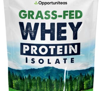 Opportuniteas Grass Fed Whey Isolate Protein Powder – Unflavored 28g Protein Powder Without Artificial Sweeteners, Hormone-Free Cows, Non GMO – 1lb