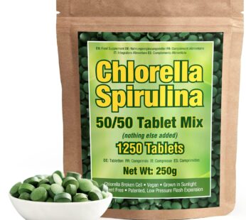 Good Natured Premium Spirulina and Chlorella Capsules 1,250 Tablets, Non-GMO, Vegan Organic Chlorella Tablets, Sunlight Grown, Cracked Cell Wall, High Protein, Heavy Metal Detox