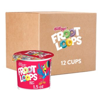 Kellogg’s Froot Loops Breakfast Cereal Cups, Fruit Flavored, Breakfast Snacks with Vitamin C, Original, 18oz Case (12 Cups)