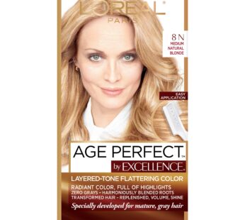 L’Oreal Paris Excellence Age Perfect Layered Tone Flattering Color, 8N Medium Natural Blonde Set (Packaging May Vary)