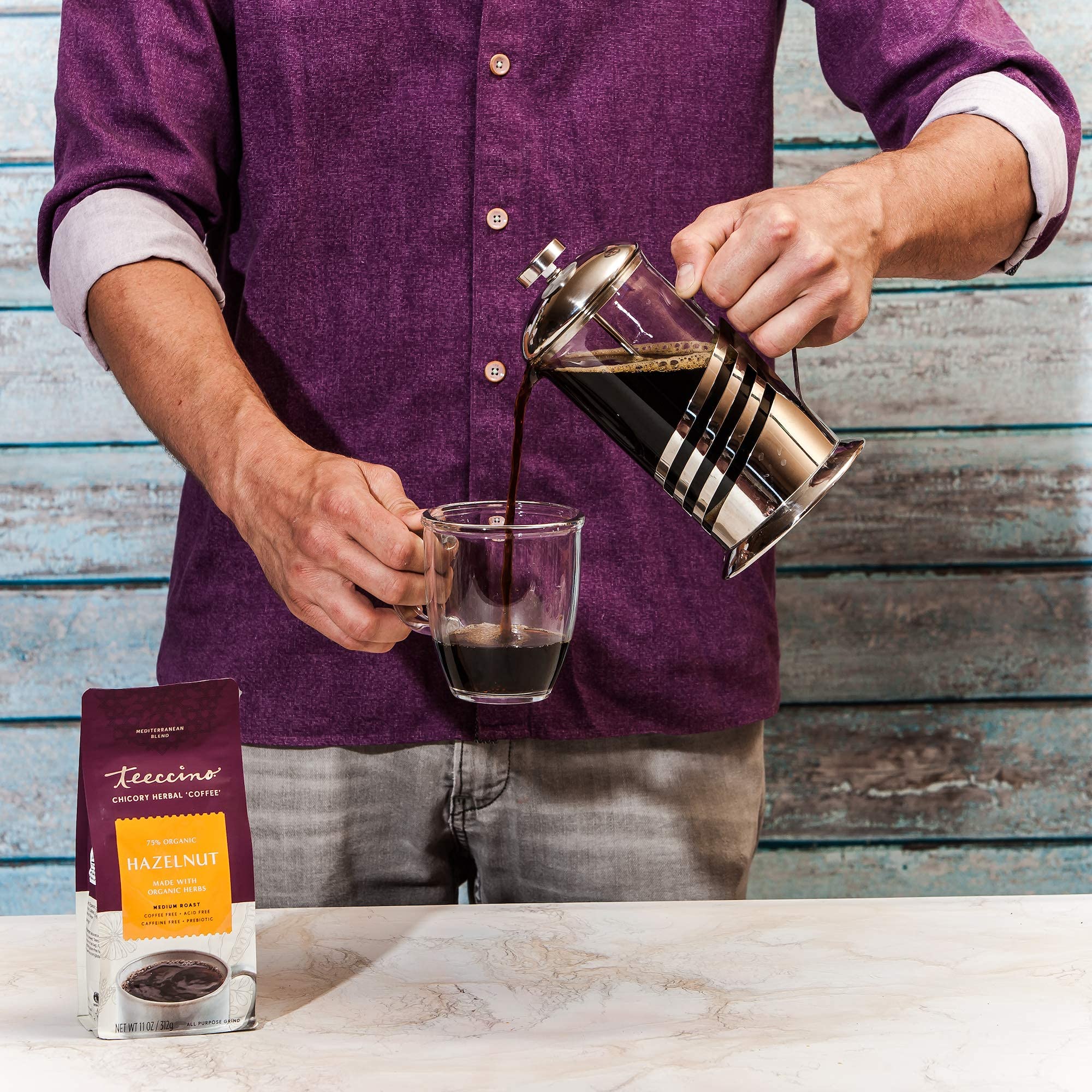 Teeccino Hazelnut Chicory Coffee Alternative - Ground Herbal Coffee That?s Prebiotic, Caffeine Free & Acid Free, Medium Roast, 11 Ounce (Pack of 3) - Image 6