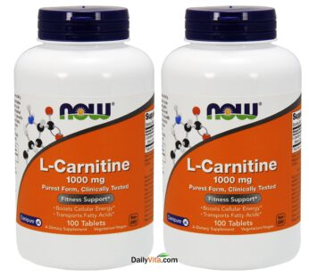 NOW Foods L- Carnitine Tartrate 1000mg, 100 Tablets (Pack of 2)