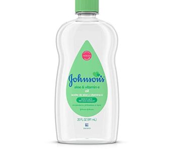 Johnson’s Baby Oil, Mineral Oil Enriched with Aloe Vera and Vitamin E to Prevent Moisture Loss, Hypoallergenic, 20 fl. oz (Pack of 6)